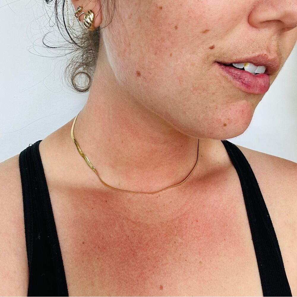 NEW NORDSTROM REVOLVE 18kt Gold Plated Choker Slim Chain Necklace Jewelry Retro - Picture 8 of 11